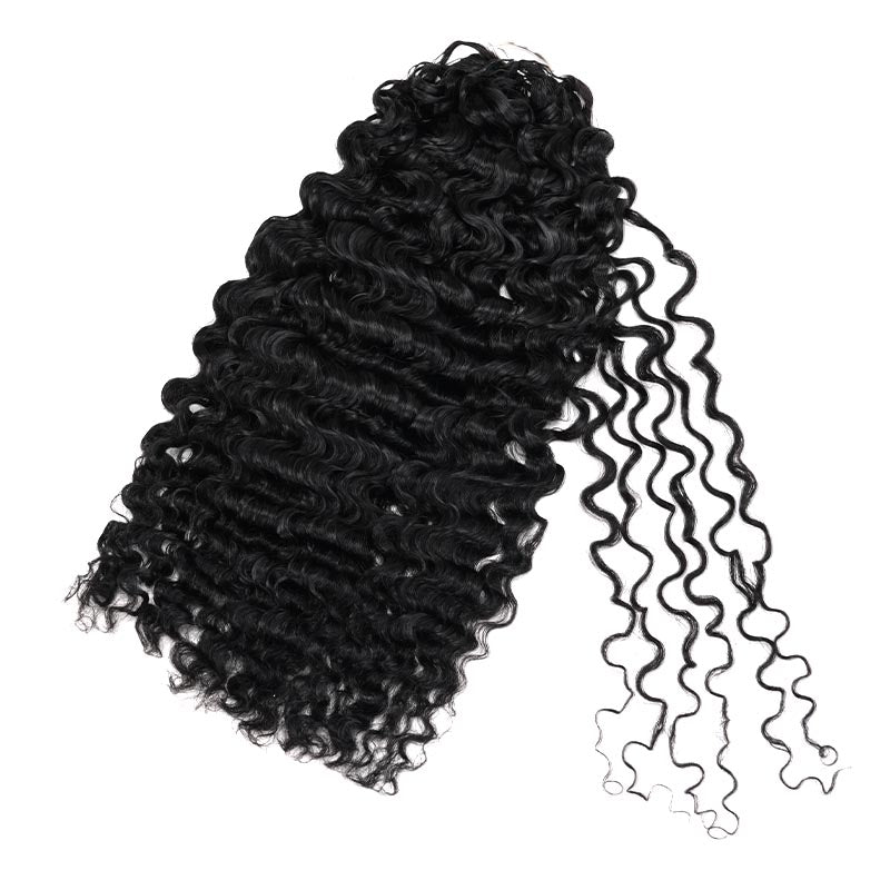QVR Water Deep Wave Feather Crochet Human Hair Natural Black Miracle Knots Crochet Weave Hair Extensions