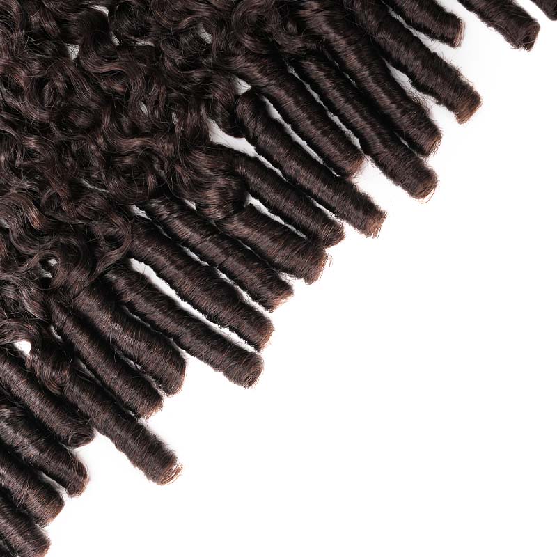 QVR Burmese Curly Feather Crochet Human Hair Dark Brown Machine Made Crochet Weave Hair Extensions
