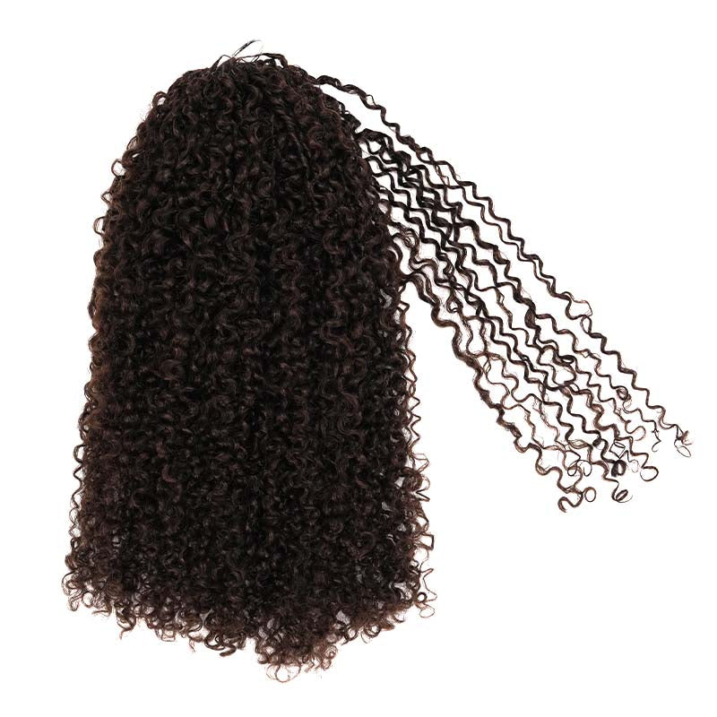 QVR Burmese Kinky Curly Feather Crochet Human Hair Dark Brown Miracle Knots Crochet Weave Hair Extensions