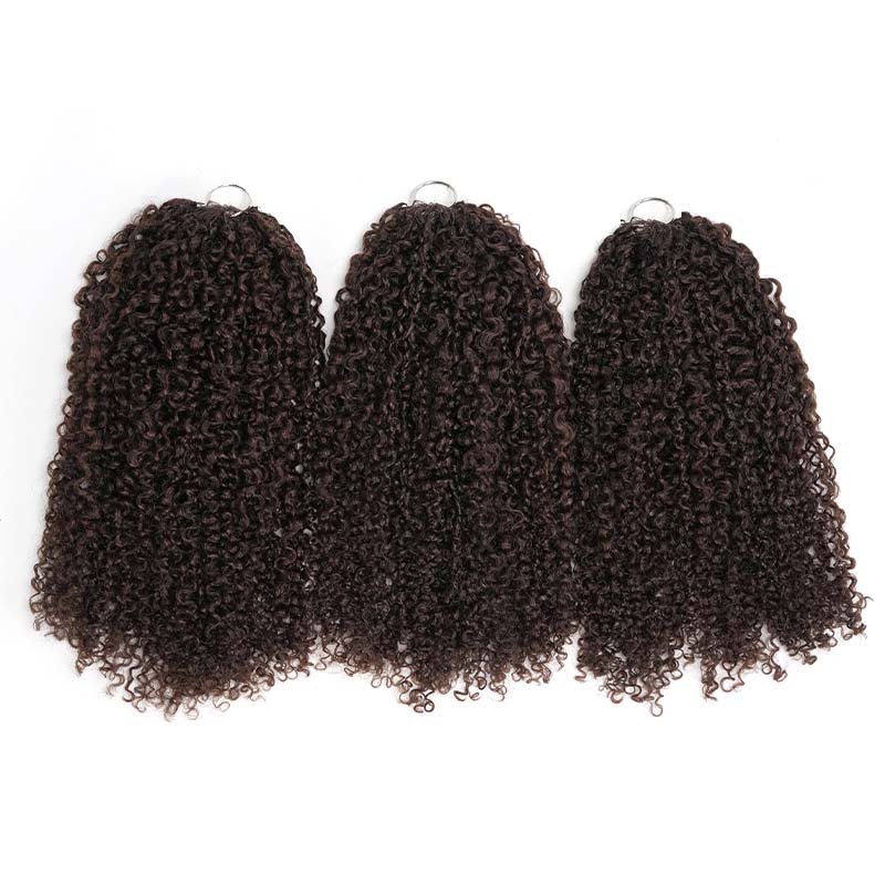 QVR Burmese Kinky Curly Feather Crochet Human Hair Dark Brown Miracle Knots Crochet Weave Hair Extensions