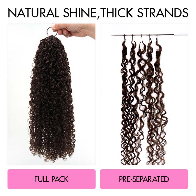 QVR Burmese Kinky Curly Feather Crochet Human Hair Dark Brown Miracle Knots Crochet Weave Hair Extensions