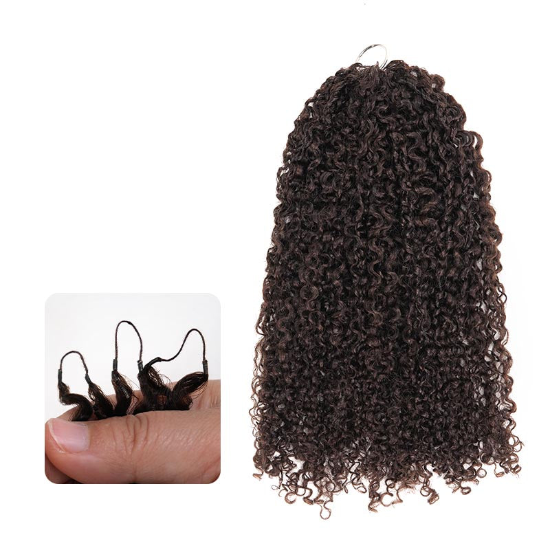 QVR Burmese Kinky Curly Feather Crochet Human Hair Dark Brown Miracle Knots Crochet Weave Hair Extensions