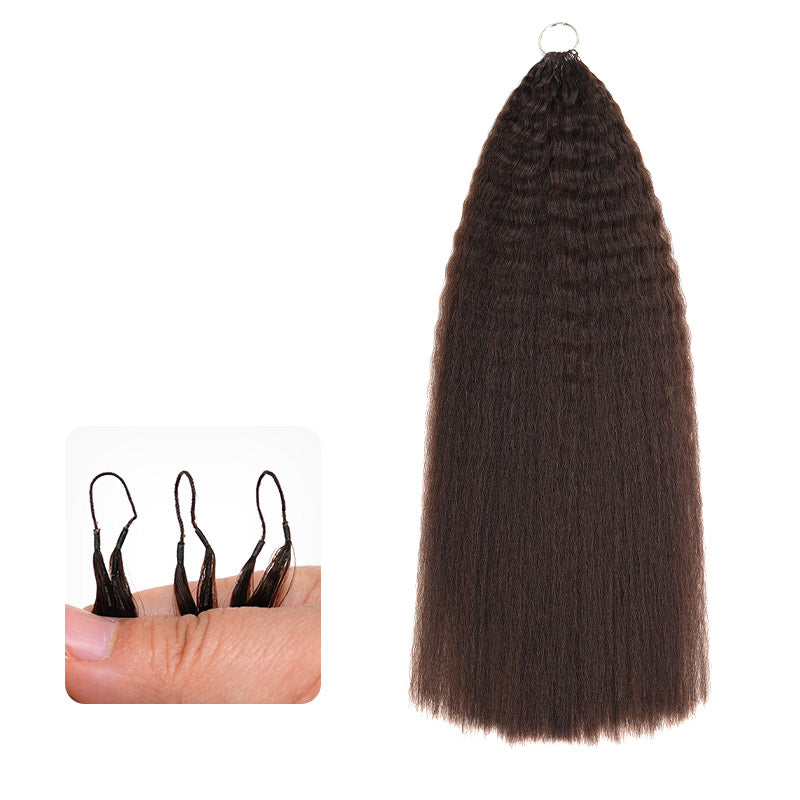 QVR Dark Brown Kinky Straight Feather Crochet Human Hair Miracle Knots Crochet Weave Hair Extensions