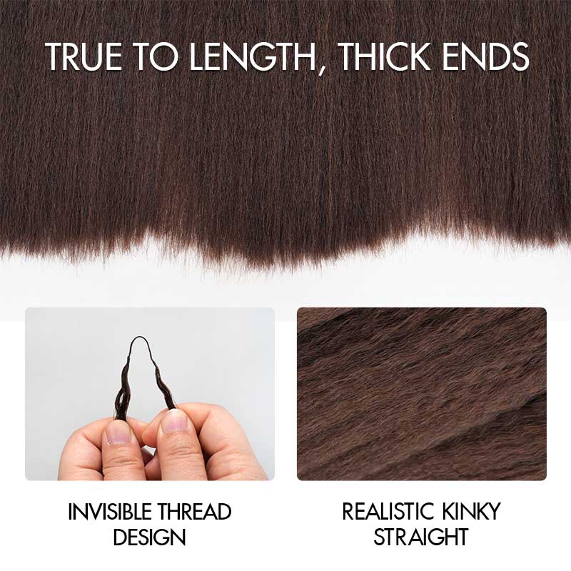 QVR Dark Brown Kinky Straight Feather Crochet Human Hair Miracle Knots Crochet Weave Hair Extensions