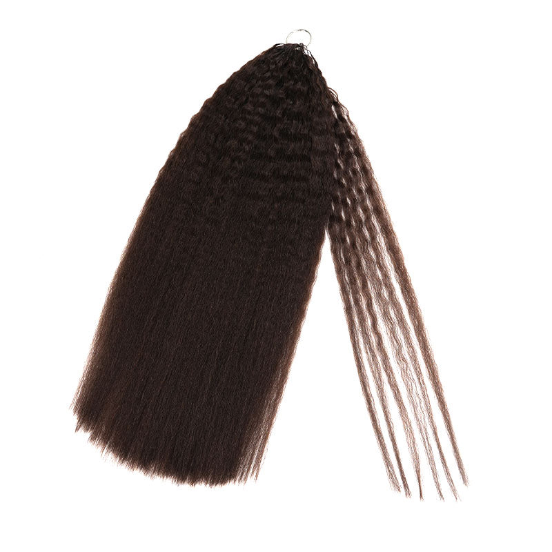 QVR Dark Brown Kinky Straight Feather Crochet Human Hair Miracle Knots Crochet Weave Hair Extensions