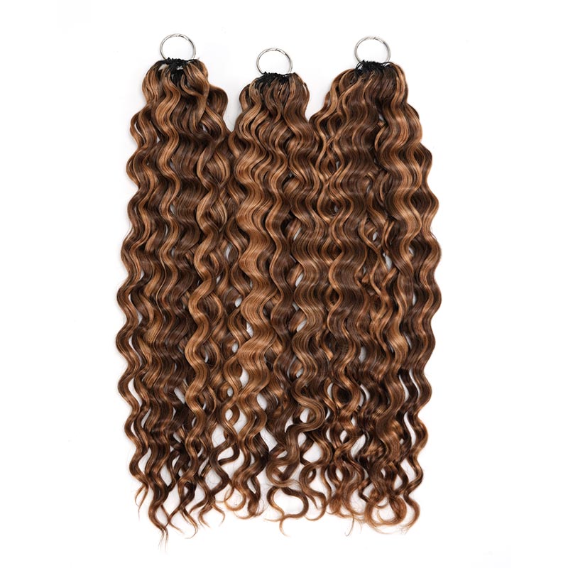 QVR Water Wave Feather Crochet Human Hair Highlight #P4/27 Miracle Knots Crochet Weave Hair Extensions