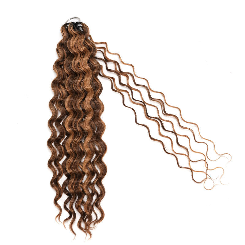 QVR Water Wave Feather Crochet Human Hair Highlight #P4/27 Miracle Knots Crochet Weave Hair Extensions