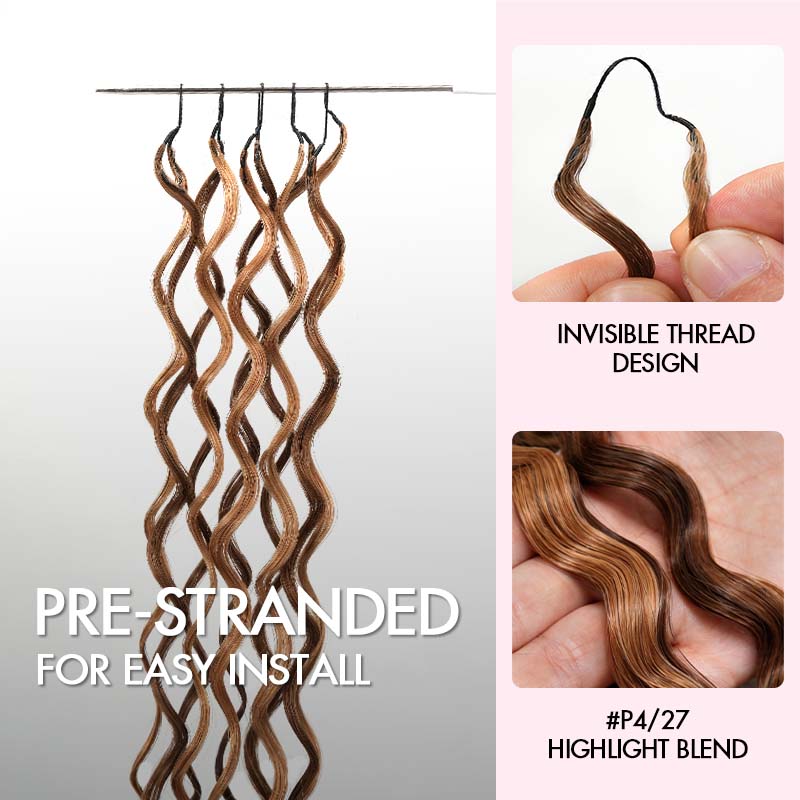 QVR Water Wave Feather Crochet Human Hair Highlight #P4/27 Miracle Knots Crochet Weave Hair Extensions