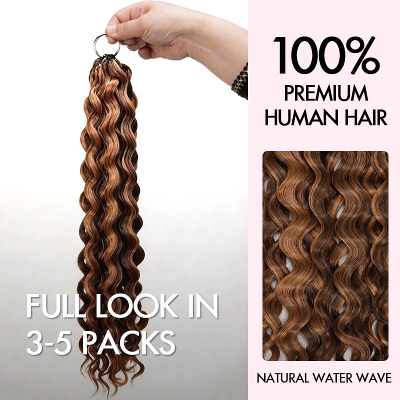 QVR Water Wave Feather Crochet Human Hair Highlight #P4/27 Miracle Knots Crochet Weave Hair Extensions