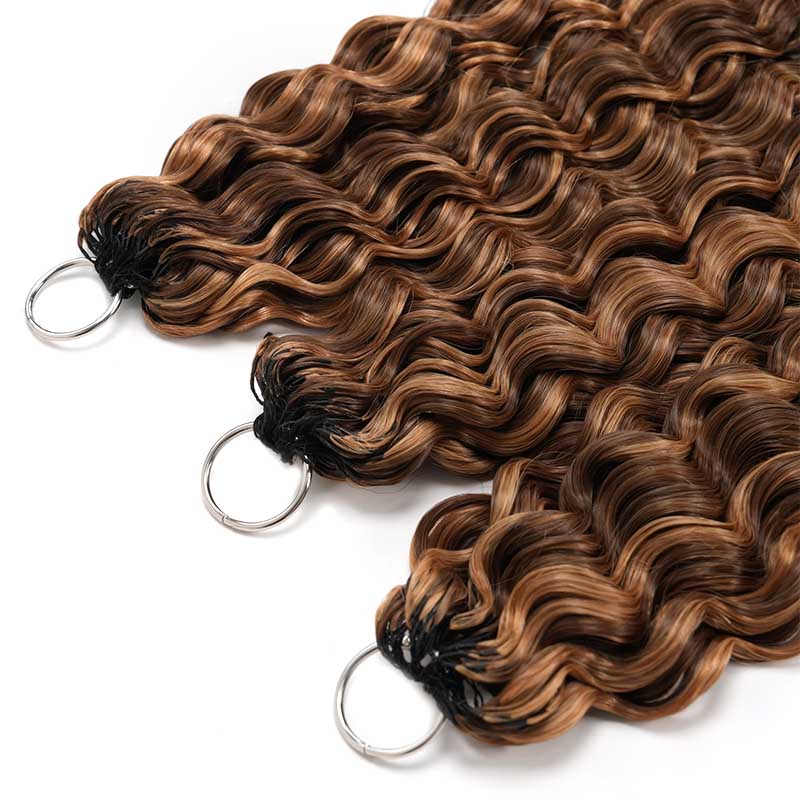 QVR Water Wave Feather Crochet Human Hair Highlight #P4/27 Miracle Knots Crochet Weave Hair Extensions