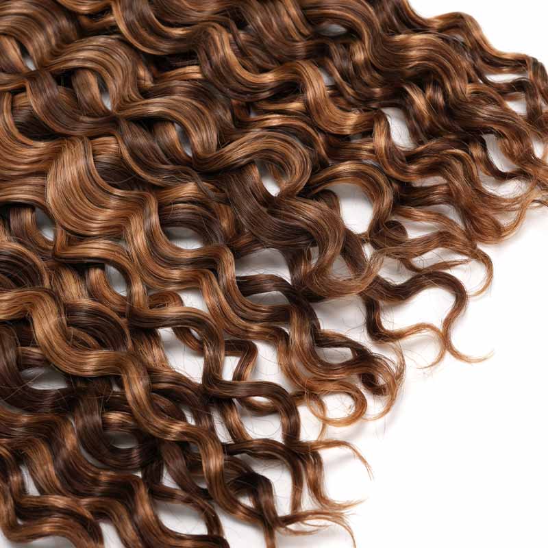 QVR Water Wave Feather Crochet Human Hair Highlight #P4/27 Miracle Knots Crochet Weave Hair Extensions