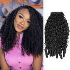 QVR Burmese Curly PU Clip In Hair Extensions 9PCS 5PCS Volumizer Human Hair