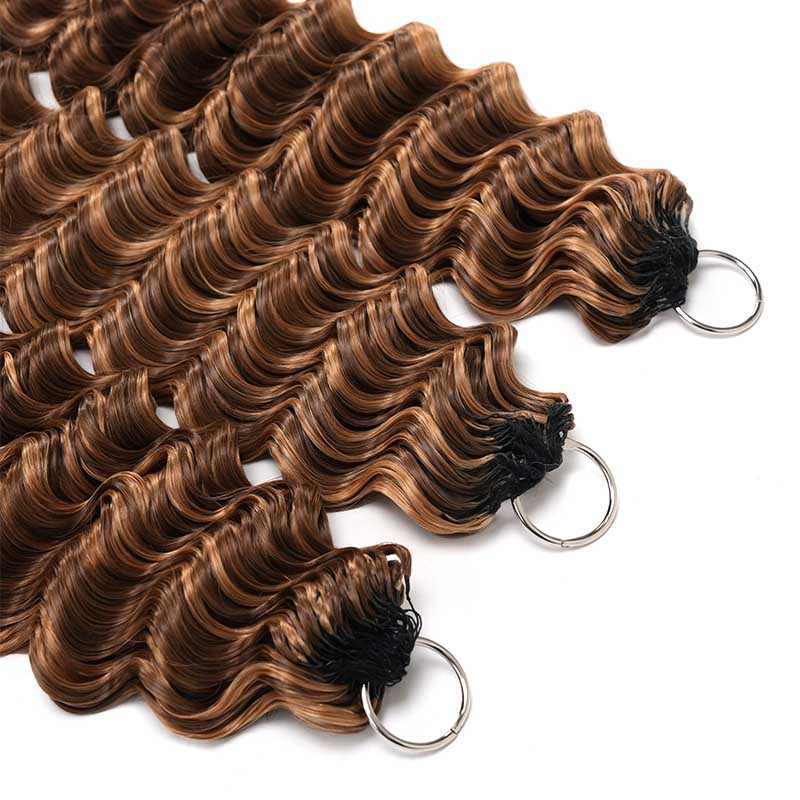 QVR Deep Wave Feather Crochet Human Hair Highlight #P4/27 Miracle Knots Crochet Weave Hair Extensions