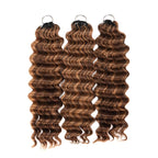 QVR Deep Wave Feather Crochet Human Hair Highlight #P4/27 Miracle Knots Crochet Weave Hair Extensions
