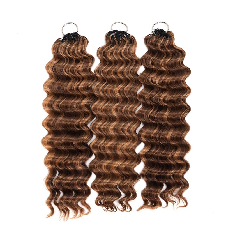 QVR Deep Wave Feather Crochet Human Hair Highlight #P4/27 Miracle Knots Crochet Weave Hair Extensions