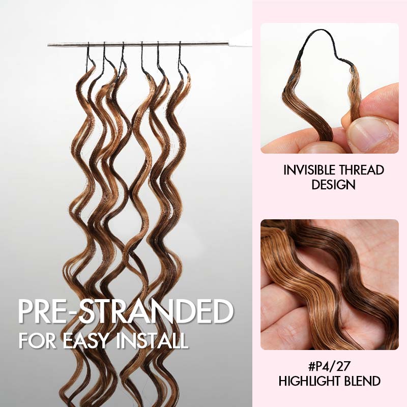 QVR Deep Wave Feather Crochet Human Hair Highlight #P4/27 Miracle Knots Crochet Weave Hair Extensions