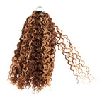 QVR Twist Curly Feather Crochet Human Hair Highlight #P4/27 Miracle Knots Crochet Weave Hair Extensions