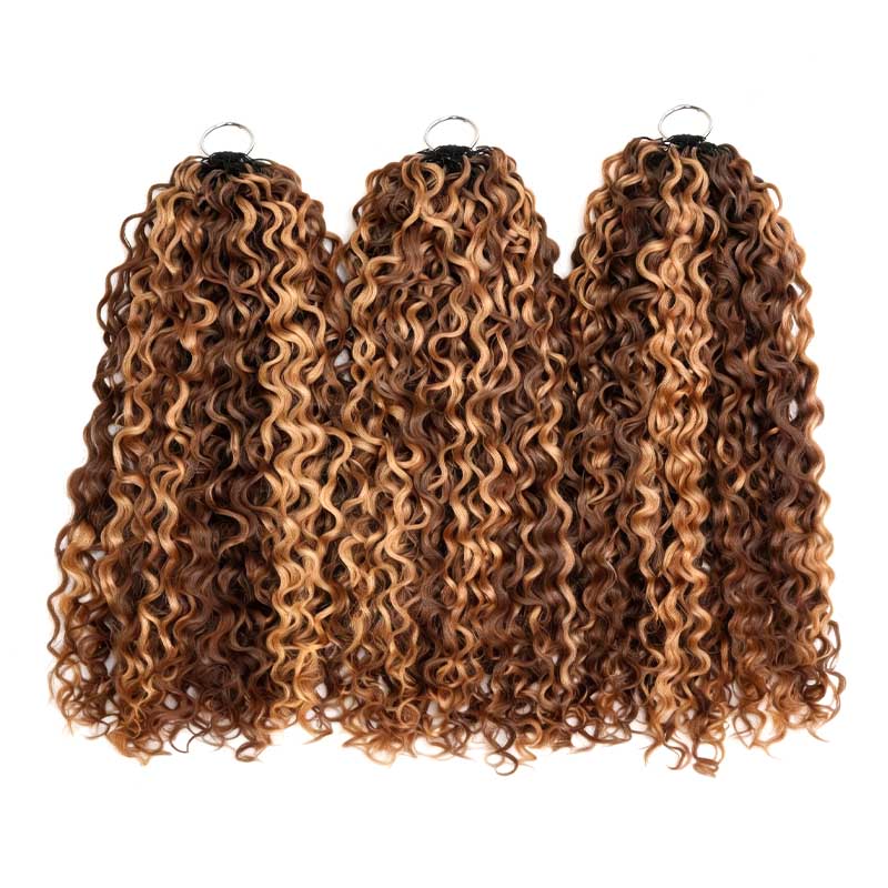 QVR Twist Curly Feather Crochet Human Hair Highlight #P4/27 Miracle Knots Crochet Weave Hair Extensions