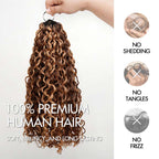 QVR Twist Curly Feather Crochet Human Hair Highlight #P4/27 Miracle Knots Crochet Weave Hair Extensions