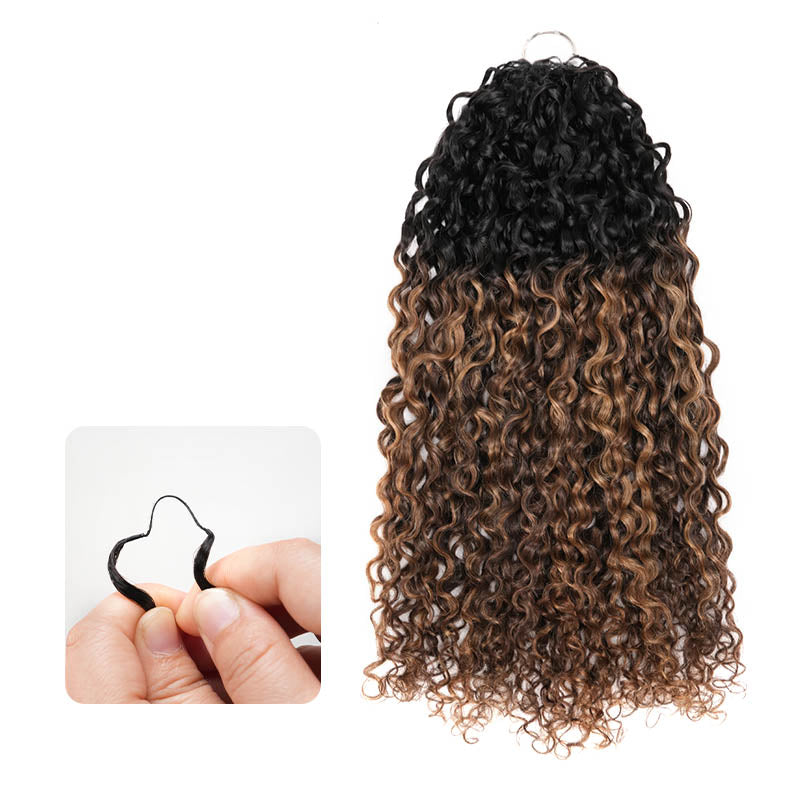 QVR Honey Caramel Mixed Highlights Feather Crochet Human Hair Twist Curly Miracle Knots Crochet Weave Hair Extensions