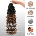 QVR Honey Caramel Mixed Highlights Feather Crochet Human Hair Twist Curly Miracle Knots Crochet Weave Hair Extensions