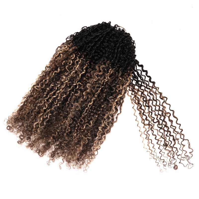 QVR Sun-Kissed Blonde Mixed Highlights Feather Crochet Human Hair Burmese Kinky Curly Miracle Knots Crochet Weave Hair Extensions