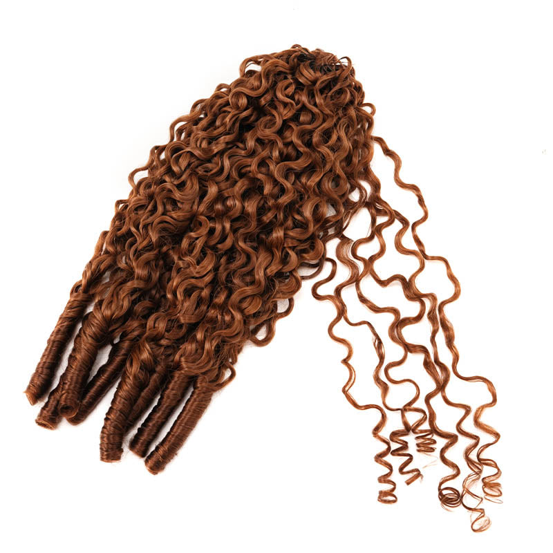 QVR Seamless Burmese Curly Feather Crochet Hair Highlight #P4/27 Machine Made Human Hair Extensions