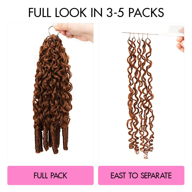 QVR Auburn Brown #30 Feather Crochet Human Hair Burmese Curly Crochet Weave Hair Extensions