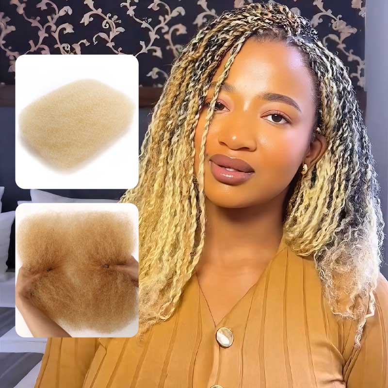 QVR #27+#613+#30 Blonde Highlights Afro kinky Bulk Human Hair for Braiding & Twists
