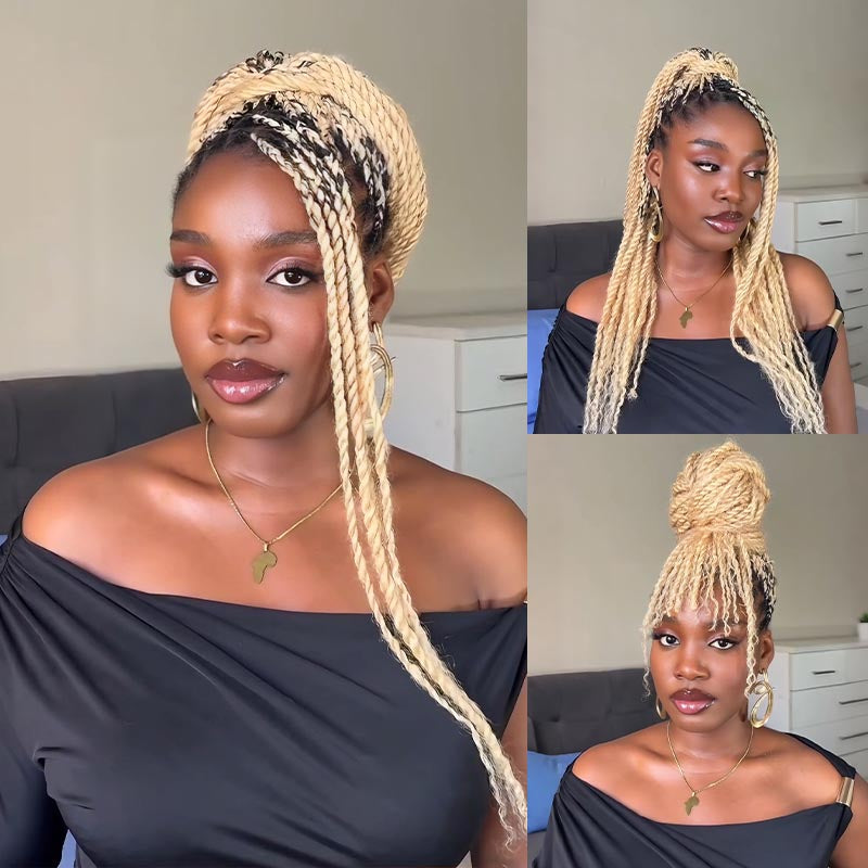QVR #613 Blonde Color Afro kinky Bulk Human Hair for Braiding & Twists