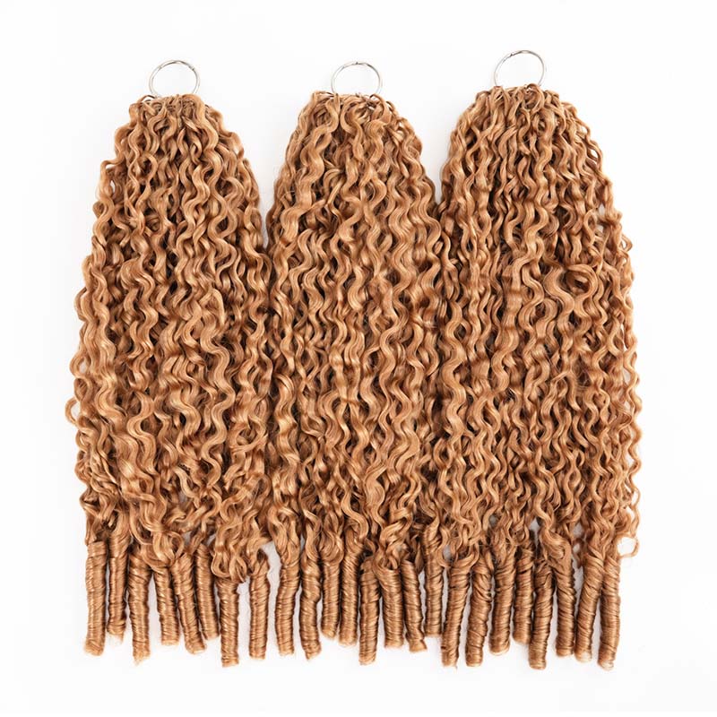 QVR Honey Blonde #27 Feather Crochet Human Hair Burmese Curly Crochet Weave Hair Extensions