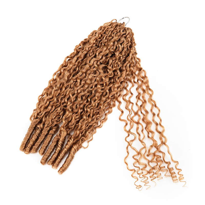 QVR Honey Blonde #27 Feather Crochet Human Hair Burmese Curly Crochet Weave Hair Extensions