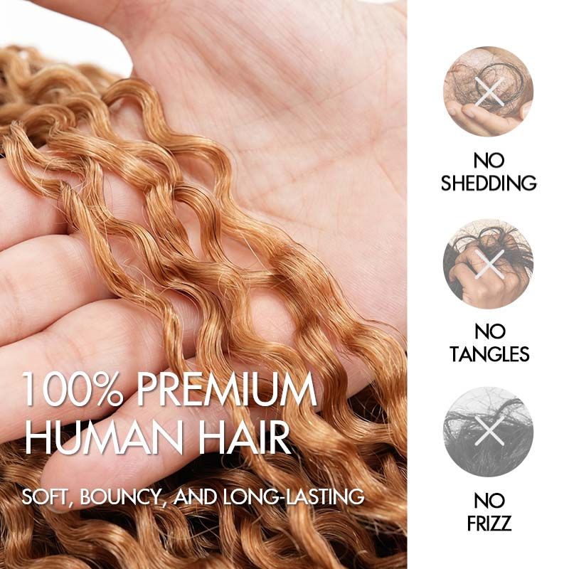 QVR Honey Blonde #27 Feather Crochet Human Hair Burmese Curly Crochet Weave Hair Extensions