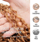 QVR Honey Blonde #27 Feather Crochet Human Hair Burmese Curly Crochet Weave Hair Extensions