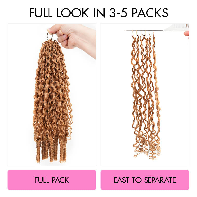 QVR Honey Blonde #27 Feather Crochet Human Hair Burmese Curly Crochet Weave Hair Extensions