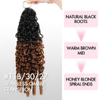 QVR Burmese Curly Feather Crochet Human Hair Ombre #T1B/30/27 Machine Made Crochet Weave Hair Extensions