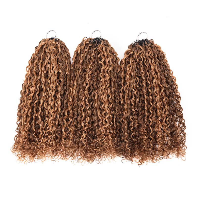 QVR Ramen Curl Feather Crochet Human Hair Highlight #P4/27 Miracle Knots Crochet Weave Hair Extensions