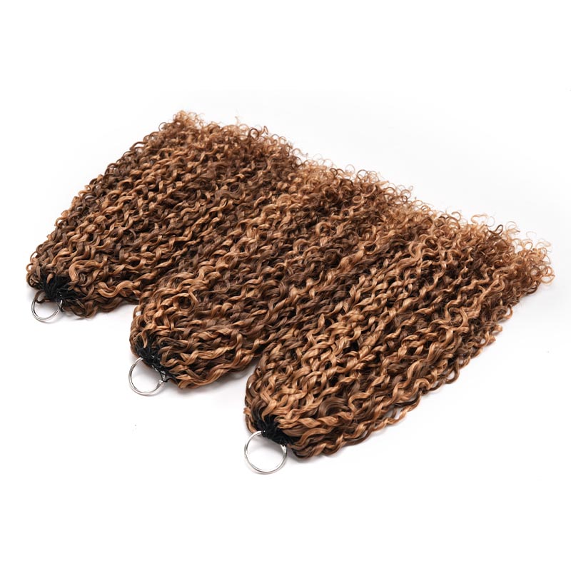 QVR Ramen Curl Feather Crochet Human Hair Highlight #P4/27 Miracle Knots Crochet Weave Hair Extensions