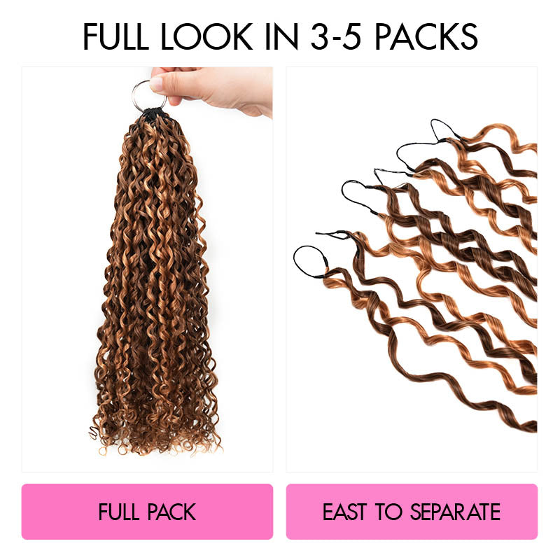 QVR Ramen Curl Feather Crochet Human Hair Highlight #P4/27 Miracle Knots Crochet Weave Hair Extensions