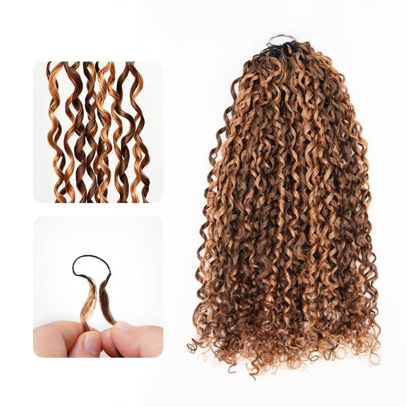QVR Ramen Curl Feather Crochet Human Hair Highlight #P4/27 Miracle Knots Crochet Weave Hair Extensions