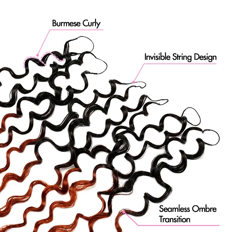 QVR Burmese Curly Feather Crochet Human Hair #T1B/350 Miracle Knots Machine Made Crochet Weave Hair Extensions