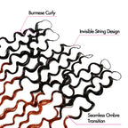 QVR Burmese Curly Feather Crochet Human Hair #T1B/350 Miracle Knots Machine Made Crochet Weave Hair Extensions