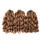 QVR French Curl Feather Crochet Human Hair Highlight #P4/27 Miracle Knots Crochet Weave Hair Extensions