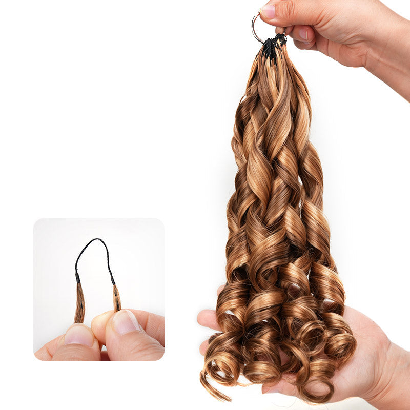 QVR French Curl Feather Crochet Human Hair Highlight #P4/27 Miracle Knots Crochet Weave Hair Extensions