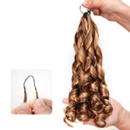 QVR French Curl Feather Crochet Human Hair Highlight #P4/27 Miracle Knots Crochet Weave Hair Extensions