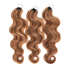 QVR Body Wave Feather Crochet Human Hair Highlight #P4/27 Miracle Knots Crochet Weave Hair Extensions