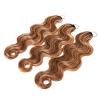 QVR Body Wave Feather Crochet Human Hair Highlight #P4/27 Miracle Knots Crochet Weave Hair Extensions