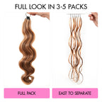 QVR Body Wave Feather Crochet Human Hair Highlight #P4/27 Miracle Knots Crochet Weave Hair Extensions