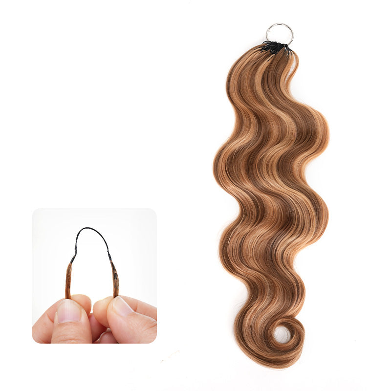 QVR Body Wave Feather Crochet Human Hair Highlight #P4/27 Miracle Knots Crochet Weave Hair Extensions