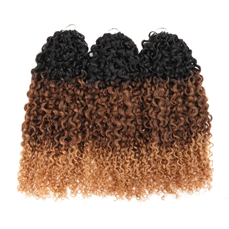 QVR Twist Curly Feather Crochet Human Hair Ombre #T1B/30/27 Miracle Knots Crochet Weave Hair Extensions